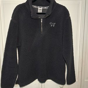 Pink Brand, Black Sherpa Quarter Zip, Size L